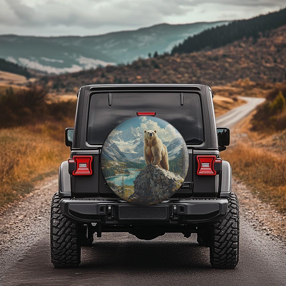 Majestic Mountain Bear Spare Tire Cover Durable Polyester Vinyl Protector for SUV RV