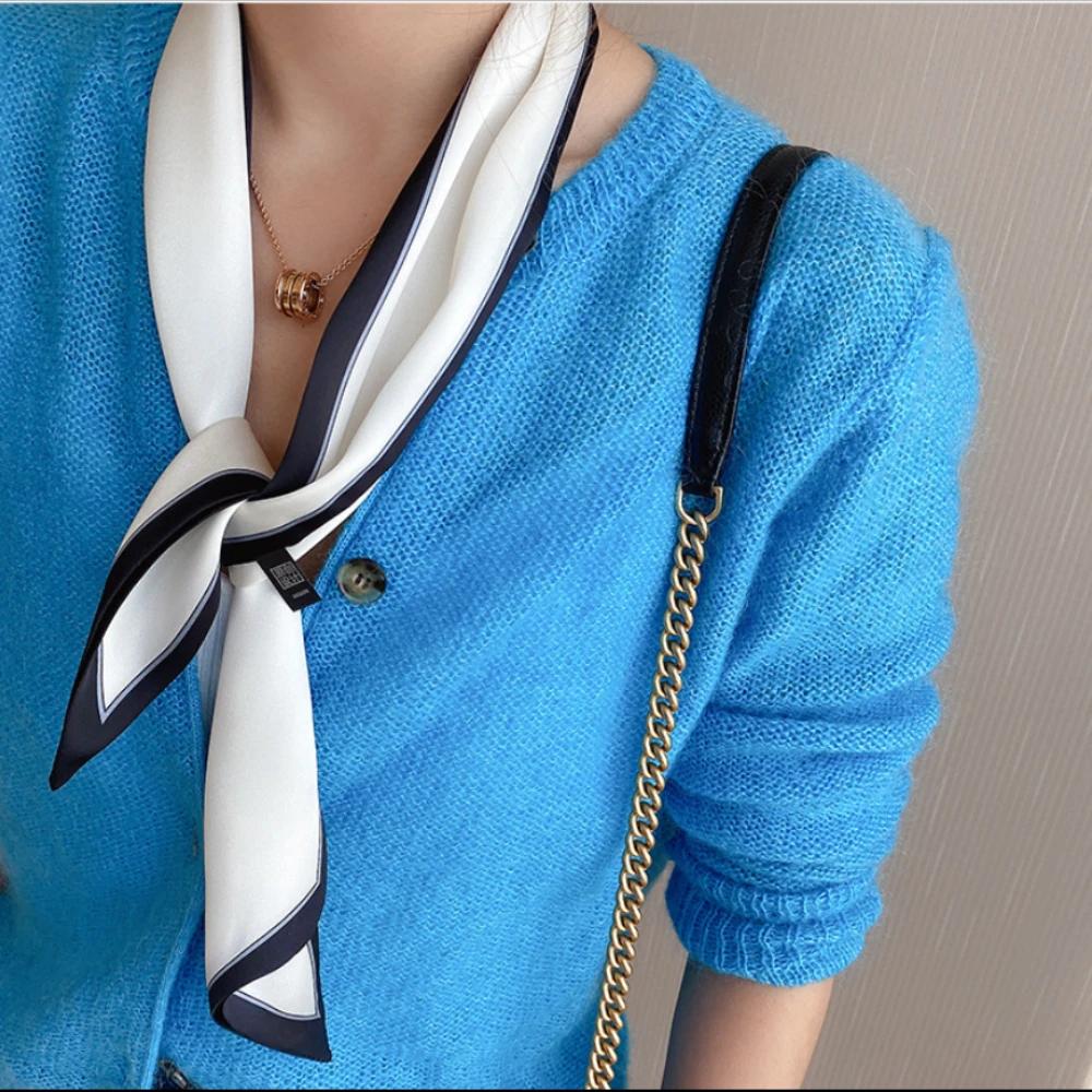 Spring/Summer Solid Color Outing Leisure Imitation Silk Ribbon For Women Shirt Paired With Scarf Classic Versatile Neckerchief
