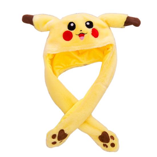 60 см милая шапка Пикачу с ушами, сумка для перемещения вверх и вниз, плюшевая игрушка, шапка, подарок на день рождения