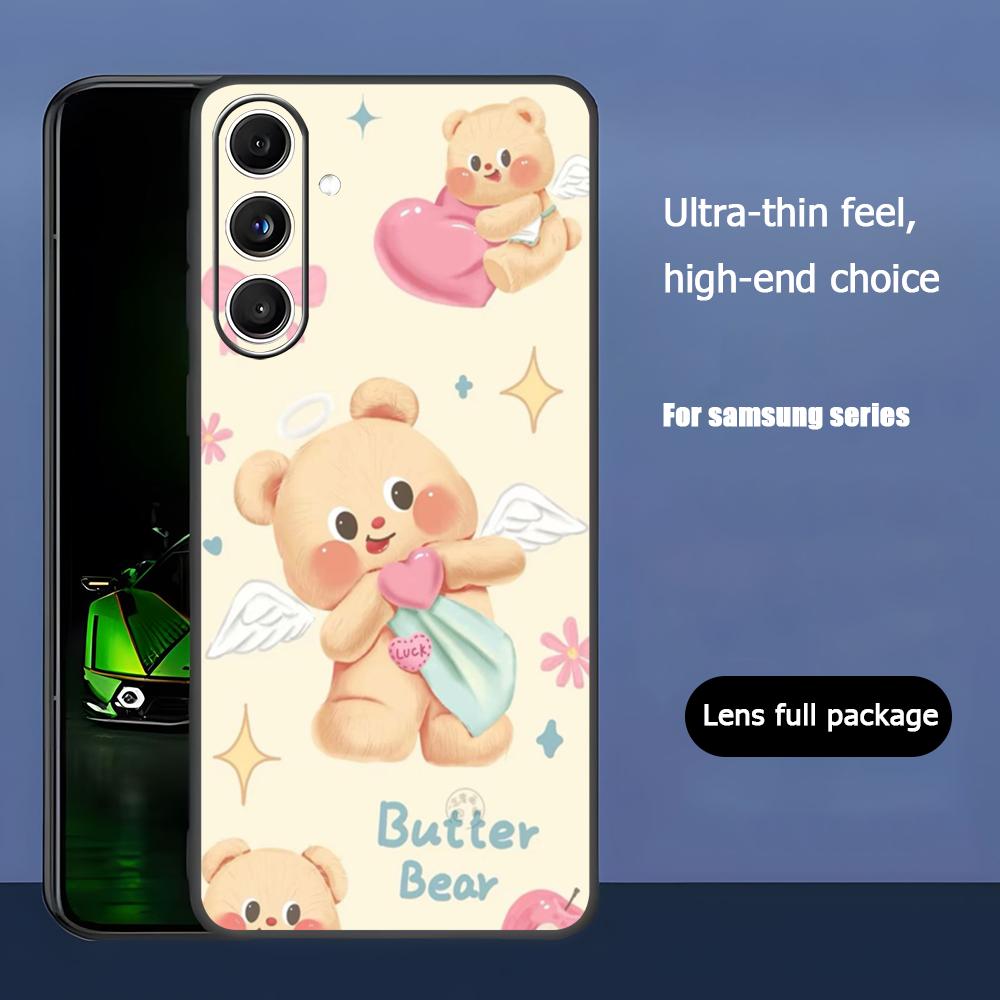 Brand B-Butter Bear Cartoon Phone Case For Samsung Galaxy S26 S25 S24 S23 S22 S21 Plus Ultra Note20 Soft Black