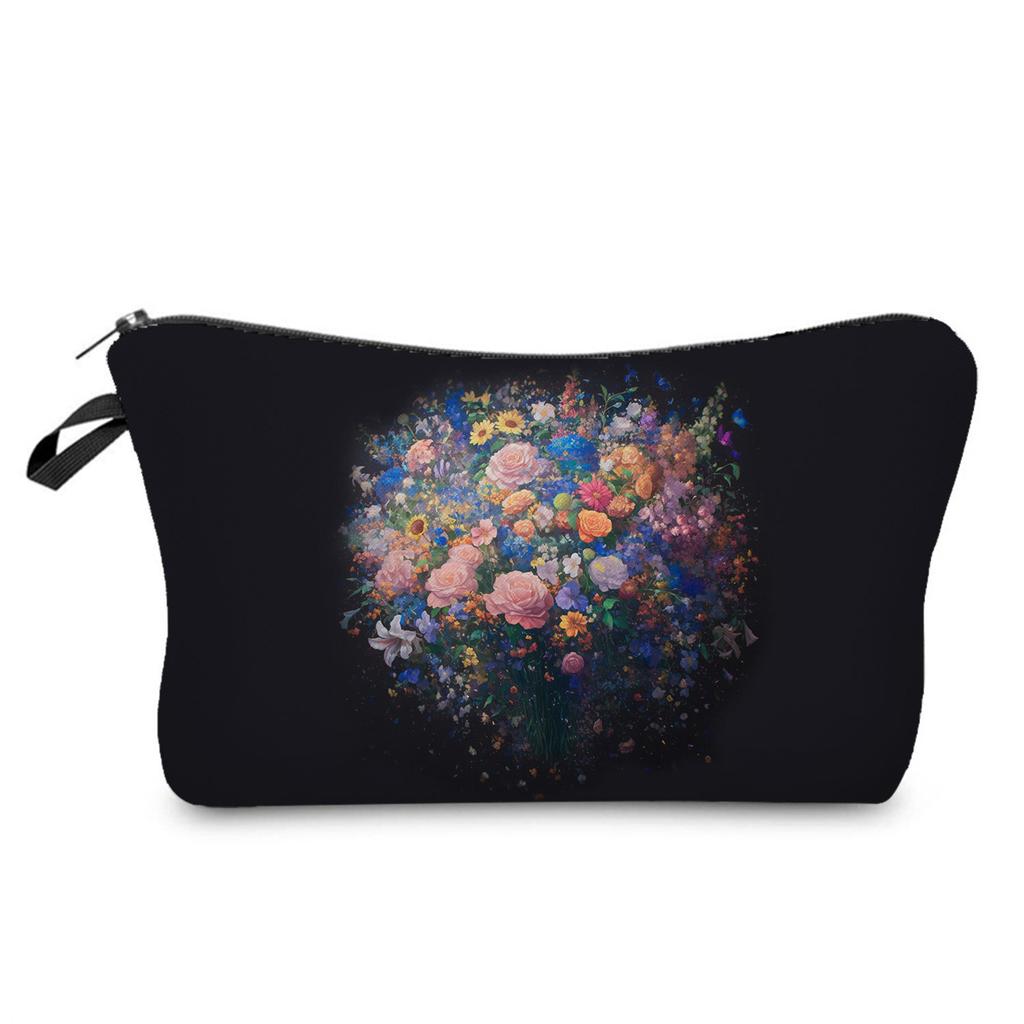 Women Oil painting of flowers Print Cosmetic Bag Toiletries Organize Travel Storage Case 6386