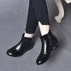 Женские полусапожки с круглым носком, новые, с манговым носком, на низком каблуке, повседневные хлопковые сапоги, удобные сапоги на плоской подошве, женские кожаные сапоги из коровьей кожи