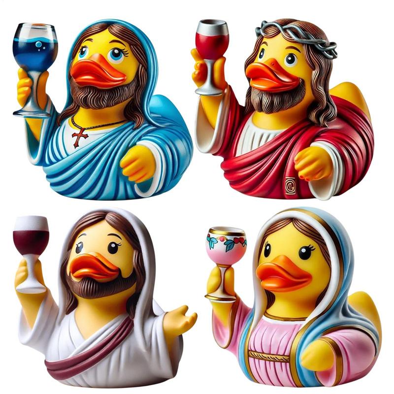 Jesus Duck, Creative Resin Statue Jesus Duck Miniature Animals Multifunctional Christian Decoration Outdoor Animal Decor