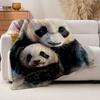 1 шт. Фланелевое одеяло с принтом «Мама панда и детеныш» - Тяжелое, Мягкое плюшевое, Всесезонное, Роскошное покрывало, Машинная стирка