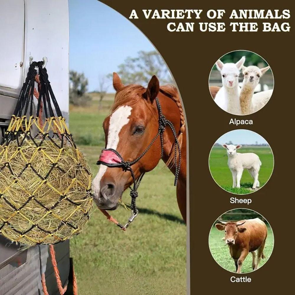 2Pcs/Set Hanging Horse Hay Bag Slow Feed Hay Feeder Bag Durable Hay Net Equestrian Accessory