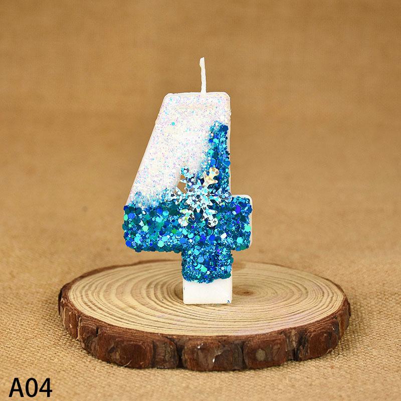 Тема Снежинки Льда 0-9 Свеча-цифра Украшение для торта Принцесса Топперы для торта на день рождения Украшение для торта на свадебную вечеринку Рождественские принадлежности