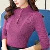 Women's Shirt with Thick Velvet Lining and Bottom Layer Slim Fit Long Sleeved Plus Size Top Lace Shirt