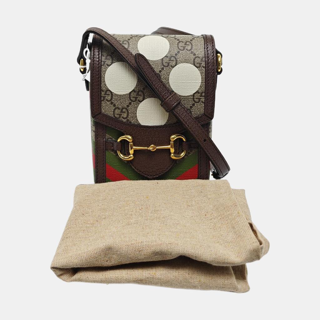 [Pre-Owned] Horsebit 1955 Vintage Logo Colorful Geometric Print Canvas And Leather Mini Shoulder Bag - Good #1SSEUP4