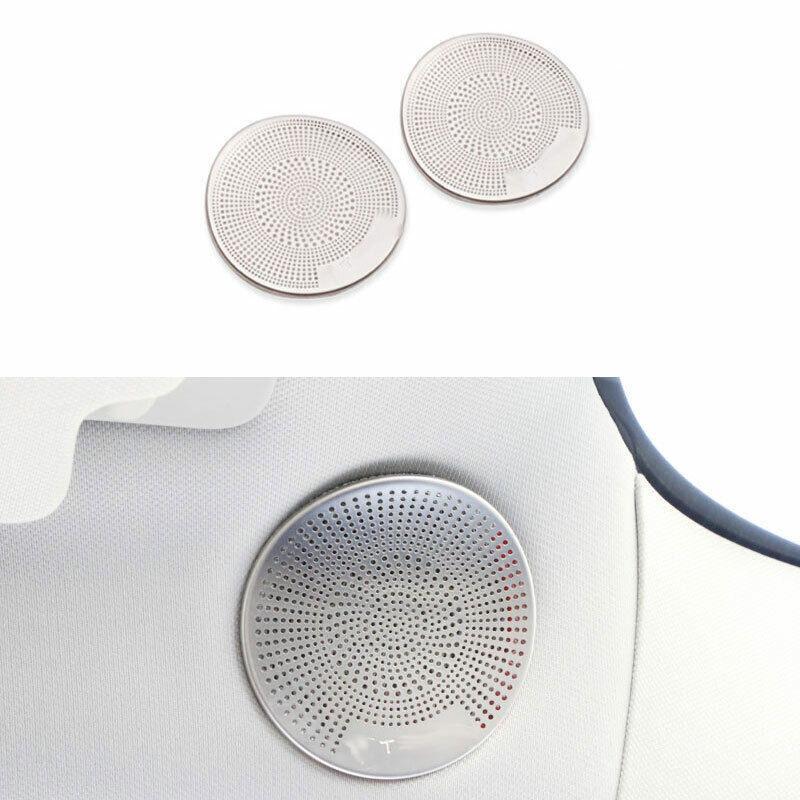 Серебристая стальная накладка на стойку А для динамика, 2 шт., подходит для Tesla Model 3 2017-