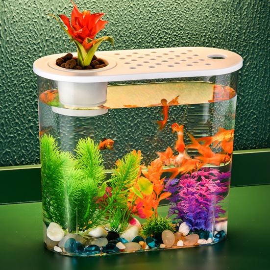 Стильная настольная миска для рыбы с отверстиями и крышкой, гидропоника, почвенная культура, идеально подходящая для декора дома или офиса