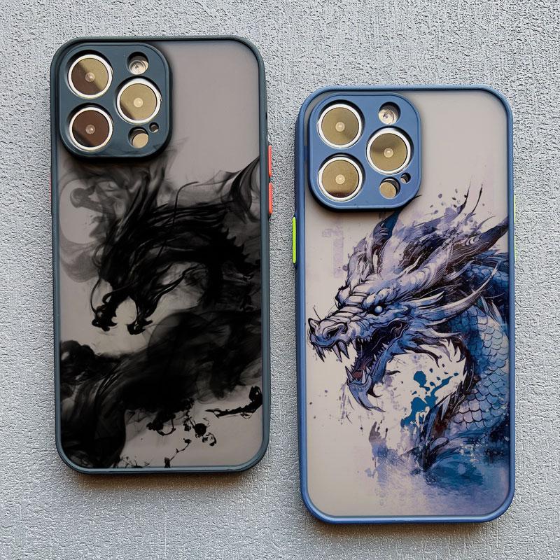Чехол для телефона Ins Дракон Акварельные чернила Масляная живопись Для iPhone 15 12 13 14 11 Pro Max Mini 7 8 Plus SE2 XR XS X Новый Креативный чехол