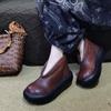 Женские повседневные туфли на платформе из кожи с круглым носком и толстой подошвой, ретро ботильоны до щиколотки из кожи высшего качества, полностью ручной работы, одинарные крутые ботинки
