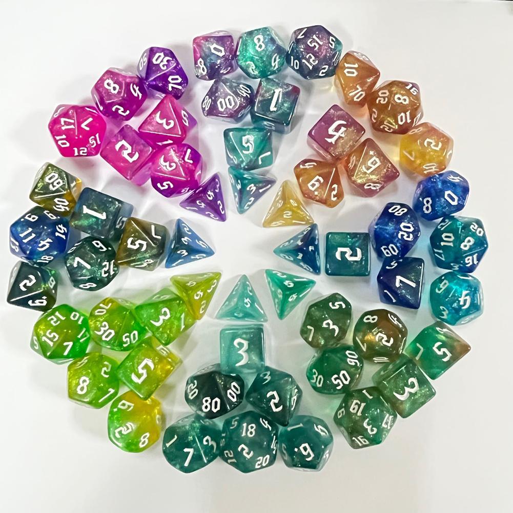 DND Cube Dice RPG Dice Удивительные цвета Смешивание фэнтезийный эффект звездного света Уникальные стили шрифтов Набор кубиков для настольных игр