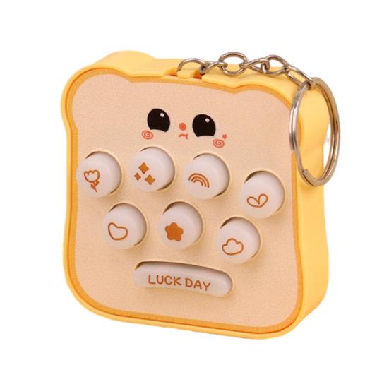 Keychain Toy Interactive Luminous Sound Effects Bread Shape Key Chain Mini Portable Whack-a-mole Decompressing Puzzle