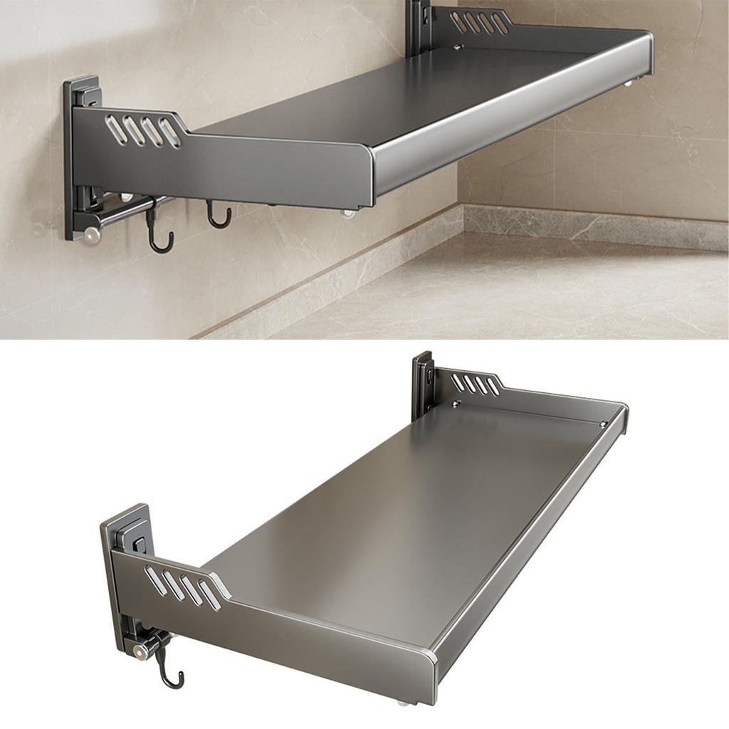 Wall Mount Kitchen Shelf Carbon Steel Punch Free Multifunctional Floating Shelf Hanging Spice Rack
