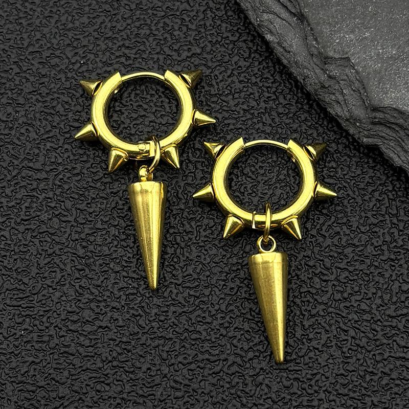 Punk Spike Rivet Hoop Earrings For Women Men Ear Studs Stainless Steel Gothic Hip Hop European and American Earring Jewelry Gift