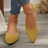 Pointed Toe Flat Shoes Women Solid Color Knitted Slip On Shoes Casual Breathable Ballet Flats Women Loafers Comfort Ladies Shoes