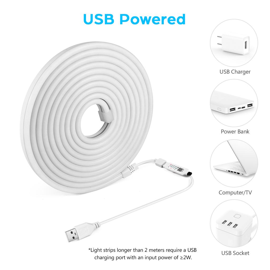 DC5V USB RGB Неоновая светодиодная лента Водонепроницаемая светодиодная неоновая лента Вывеска Bluetooth-приложение и пульт дистанционного управления для декора комнаты ТВ Настенное освещение