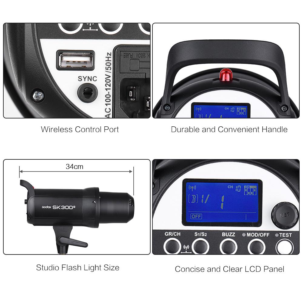 Godox SK300II Профессиональная компактная студийная вспышка мощностью 300 Вт со встроенным Godox 2.4G Wireless X