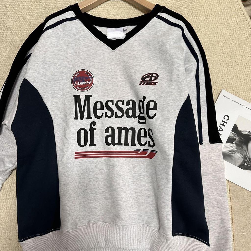 In Stock Pre-order! Korean AM*S American Retro Academy Style Round Neck Plus Velvet Hoodie - Yoon Jeonghan Inspired.