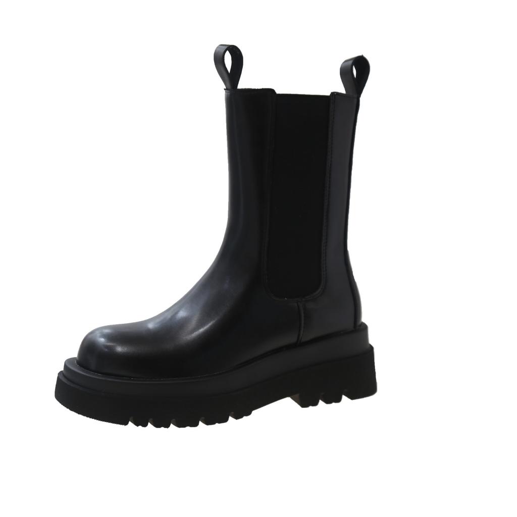 New Fashion Shoes: Mid-calf Thick-soled Autumn and Winter Single Boots, Short Boots, and Chimney Boots