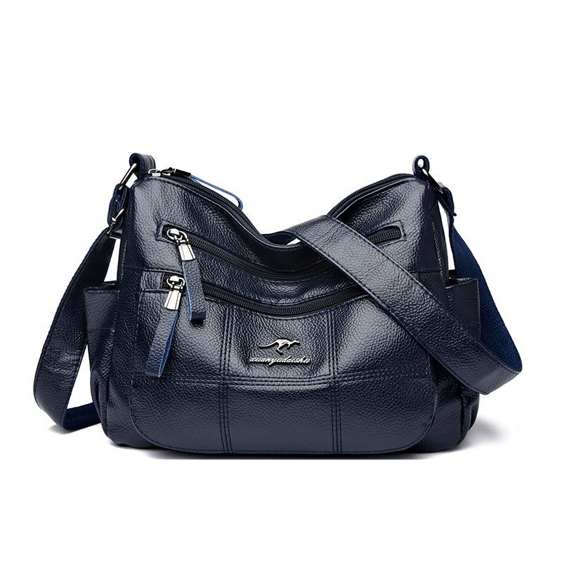 High End Soft Leather Women's Bag New Simple Middle Aged Mother's Crossbody Bag Commuting Multi Layer Large Capacity Shoulder Bag