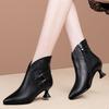 2024 осень и зима новые мягкие кожаные короткие сапоги женские остроносые сапоги на толстом каблуке детские короткие сапоги на среднем каблуке модные высокого класса