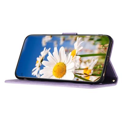 Чехол для Samsung Galaxy S24 FE из ПУ кожи с цветочным рисунком и слотами для карт