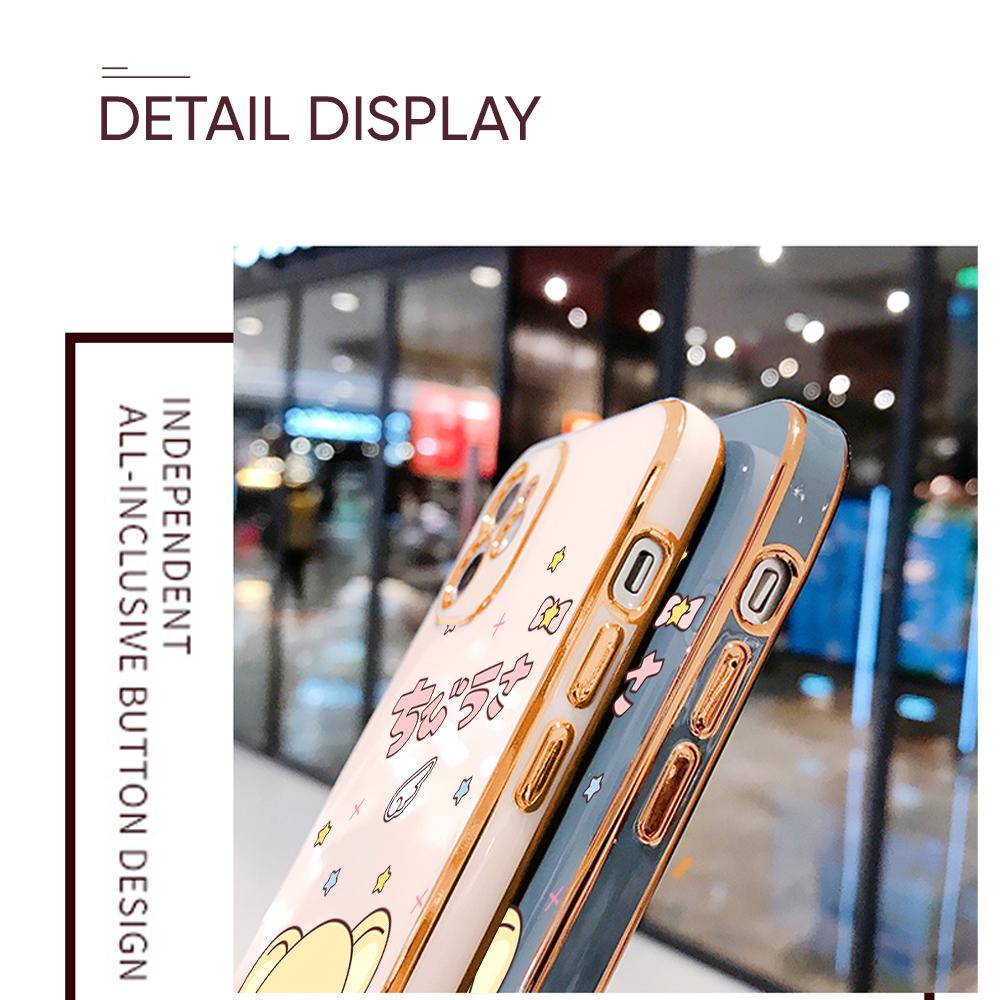 For Redmi Note 13 Pro 12 Pro 12S 11 Pro 11S 10S OPPO A38 A77s A96 Realme C33 C65 OnePlus Cartoon Cute Animal Design Soft Plated TPU Phone Case