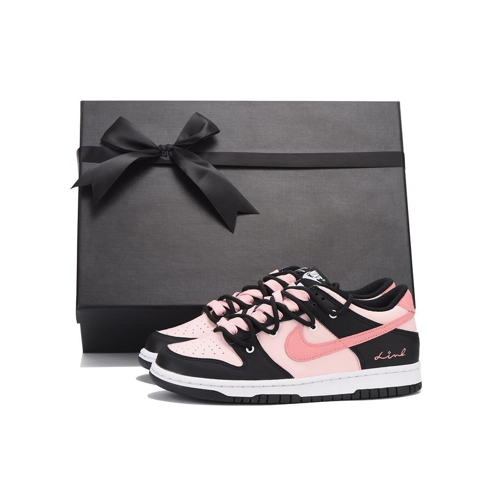 Nike Кроссовки Dunk Low top Skateboard Shoes GS Черно-розовые CW1590-100(Команда59-)