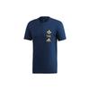 Football Embroidered Logo Print Knit Short Sleeve T-Shirt Men Tops Navy-Blue FK3574
