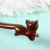 Wooden Chinese Hanfu Style Hair Clip Bell Cartoon Aniaml Hairpin Elegant Cat Hair Stick  Hanfu