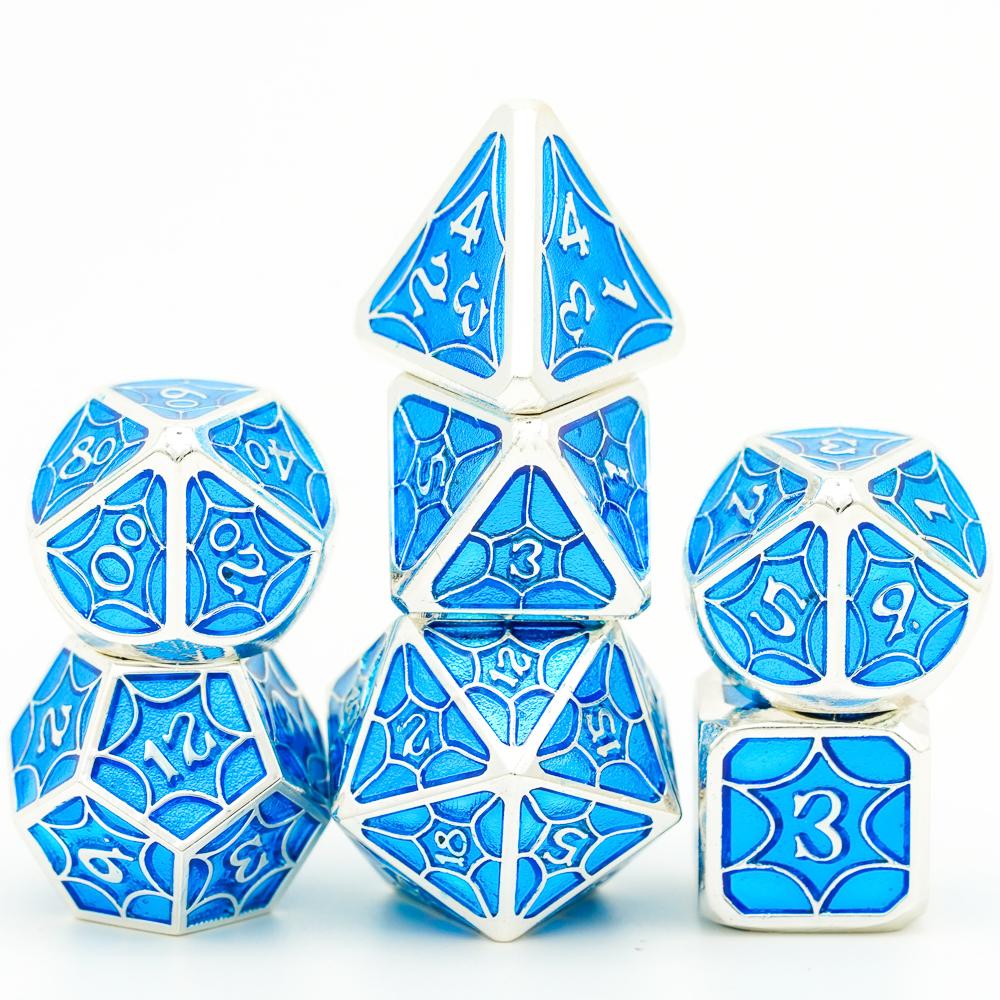 Cusdie Галактический Металлический Набор Кубиков D&D 7 шт. Высококачественный Набор Полиэдрических Кубиков D4 D6 D8 D10 D% D12 D20 для Ролевой Игры Pathfinder