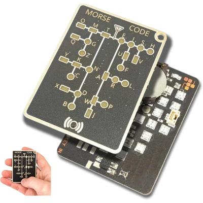 Карточка-тренажер азбуки Морзе Pro, Morse Code Karte Pro, Карманный светодиодный тренажер, Профессиональный дизайн PCB с интерактивными светодиодами и кнопками-сигналами