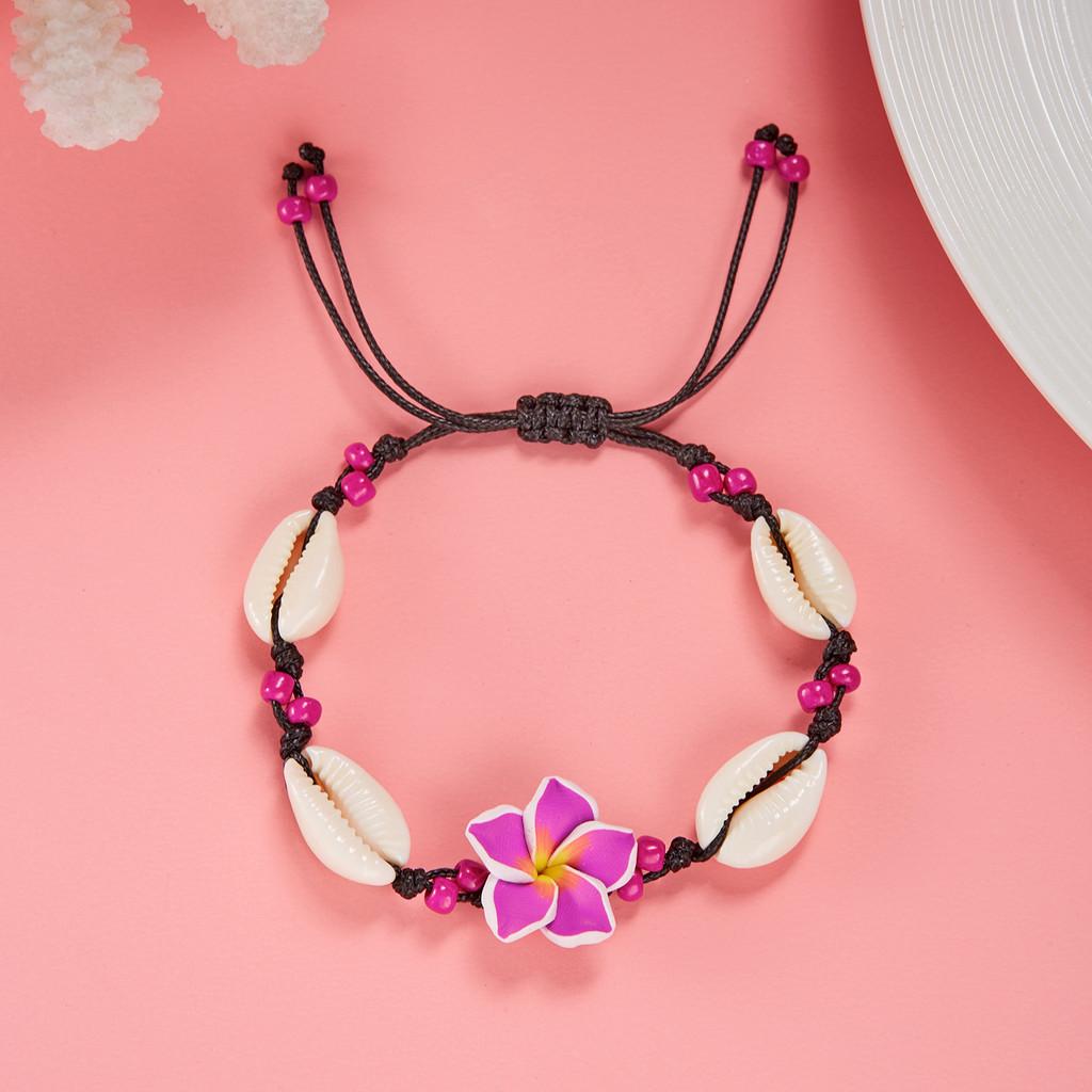 Summer Fashion Handmade Flower Bead Anklet With Adjustable Woven Design For Women