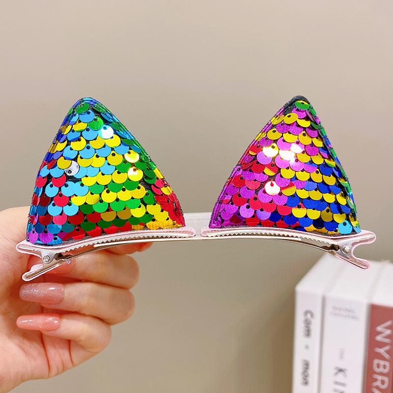 2 шт. новые заколки для волос с кошачьими ушками и блестками, милые заколки для волос для девочек, аксессуары для волос, детские милые заколки, детские модные головные уборы, украшения