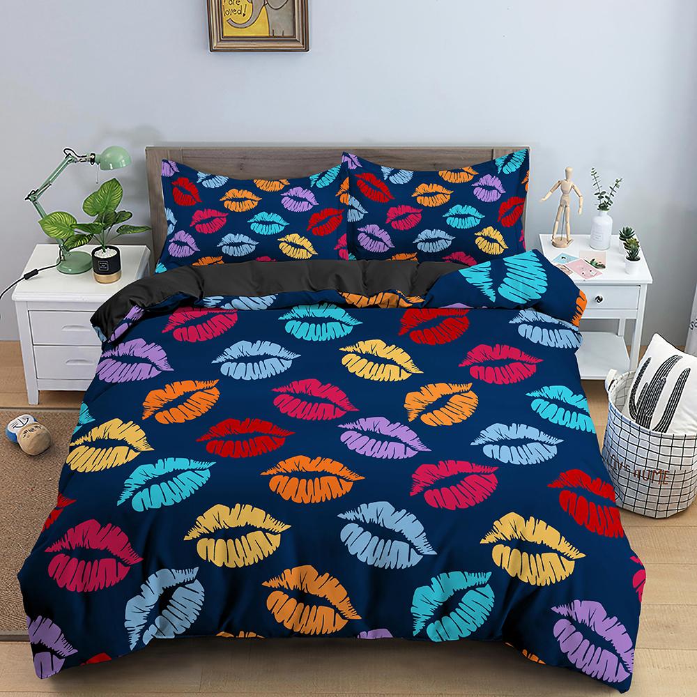 Art Pattern Bedding Set Watercolour Design Colourful Comforter Cover With Pillowcase King Queen Size For Kids Teens Bedding Set