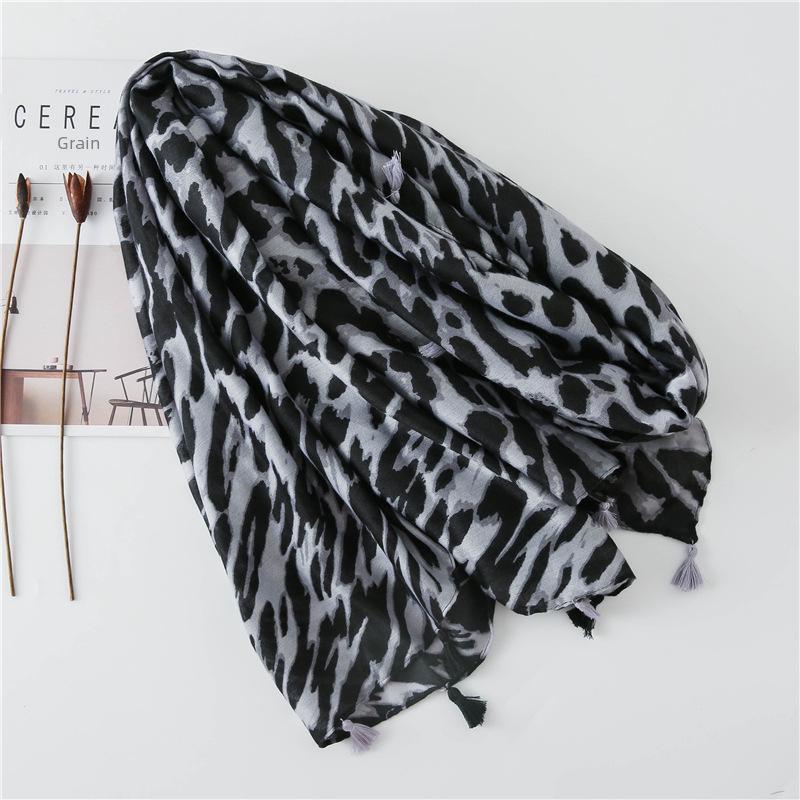 Korean Cotton & Linen Leopard Print Scarf - Autumn/Winter Dual-Purpose Tiger Pattern Shawl