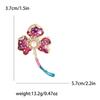 Delicate Alloy Enamel Rhinestone Clover Flower Brooch Elegant Versatile Women'S Clothing Corsage Ornament Pin