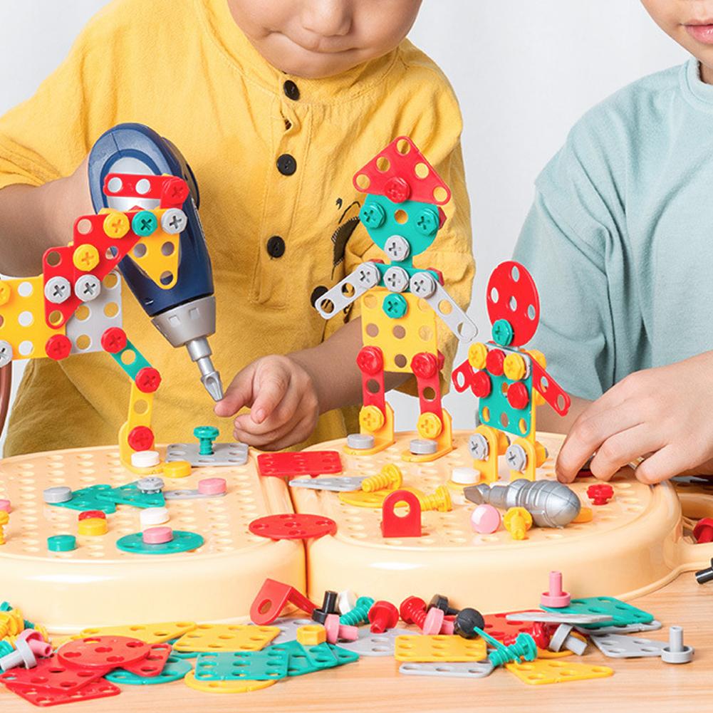 Children Electric Drill Toolbox Driller Games Educational Puzzle Tool Toy for Boys Montessori Screw Puzzle Kid Pretend Play Toys