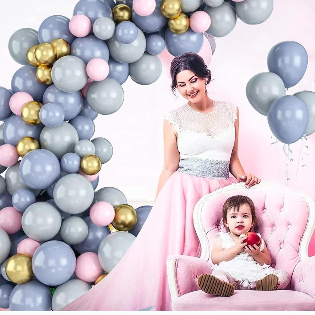 Мака Сине-серый Латексный шар, Металлик Золотой Светло-розовый Детская Тематическая Вечеринка по случаю Дня рождения Принадлежности Украшение