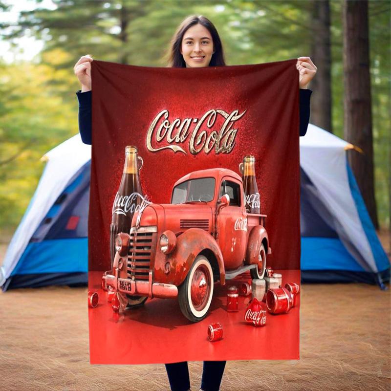 Christmas gift Halloween themed cola beverage Coca Cola blanket soft home furnishing nap decoration four seasons warm Sherpa blanket U4