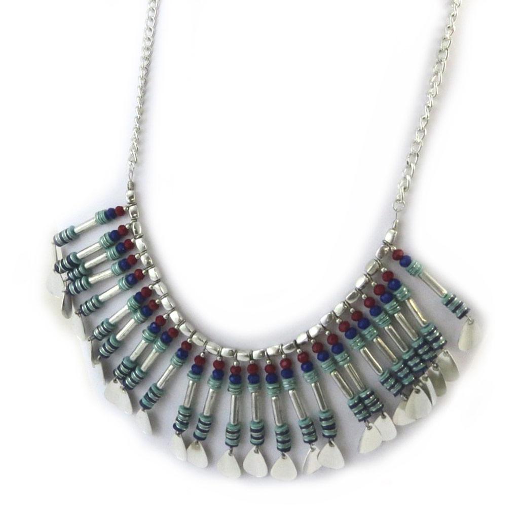Les Trésors De Lily [N4076] - Designer Necklace 'Navajos' Turquoise Silver