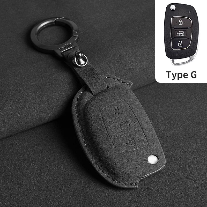 Чехол-обложка из замши для складного автомобильного ключа Shell Fob для Hyundai Elantra Tucson Sonata Ix25 I20 Creta Santa Fe Gls Reina Кожаная сумка для автомобильного ключа