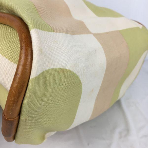 Bally Холщовая и кожаная сумка через плечо Бежевая Лаймово-зеленая Женская(ИСПОЛЬЗОВАЛ)