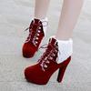 Fashion Plus Size 43 Ankle Boots Women Platform High Heels Female Lace-Up Women's Shoes Buckle Woman Short Boot Ladies Footwear