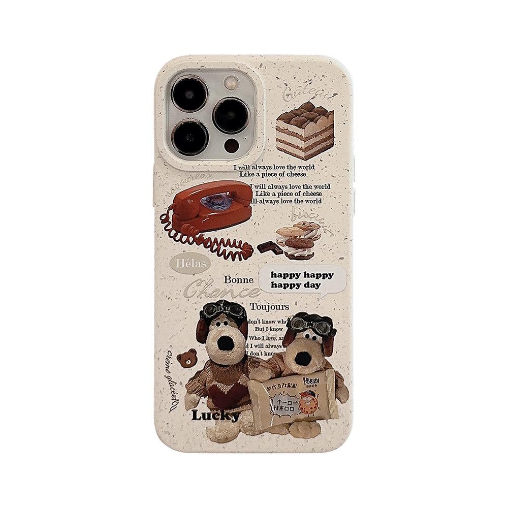 Retro ins phone case for dogs suitable for iPhone 17 Pro Max, iPhone 15, iPhone 13, matte, anti-drop, soft for iPhone 16, iPhone X
