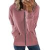 New European and American Autumn and Winter Zipper Cardigan Jacket Women's Casual Solid Color Loose Versatile Hooded Jacket Top