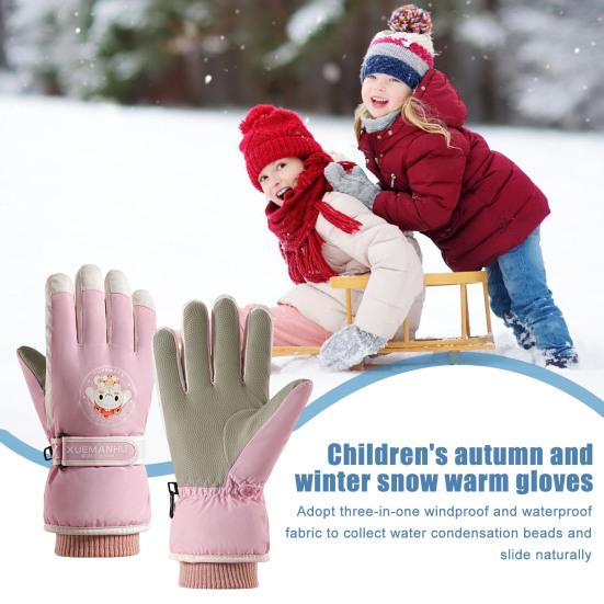 Детские зимние перчатки для снега, ветрозащитные термоперчатки для сенсорного экрана, теплые варежки для сноуборда