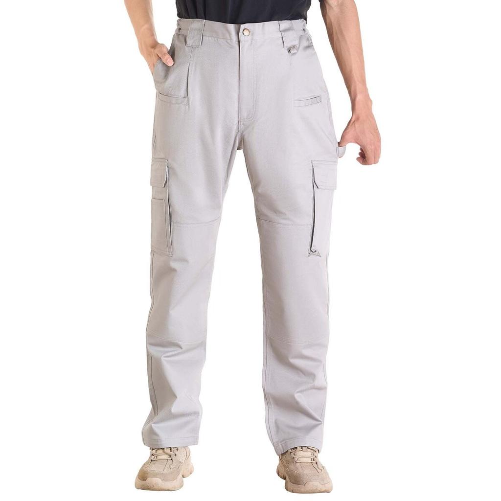 FR Pants for Men, 100% Cotton, Flame-Resistant Cargo Pants with Multi-Pockets and Elastic Waist, Reinforced Tear-proof Stitching, Ideal for Welding